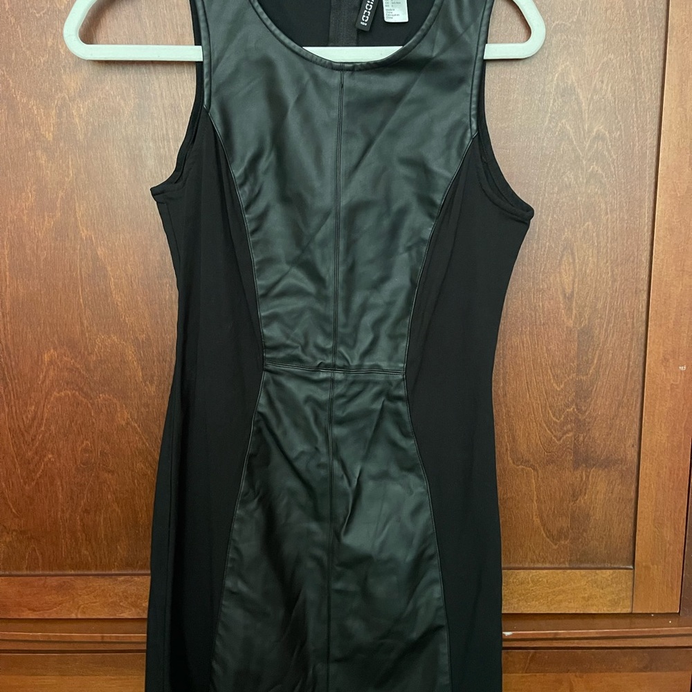 Faux leather and cotton dress